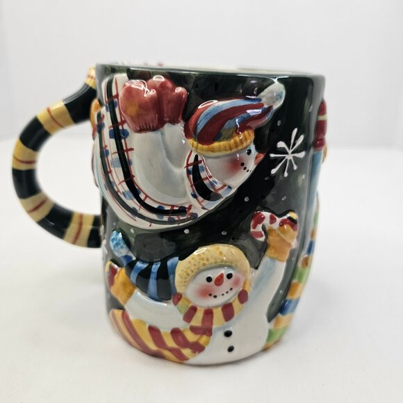 Certified International 3D Snowmen Mug Winter Susan Winget Ceramic Coffee Cup - Picture 3 of 9